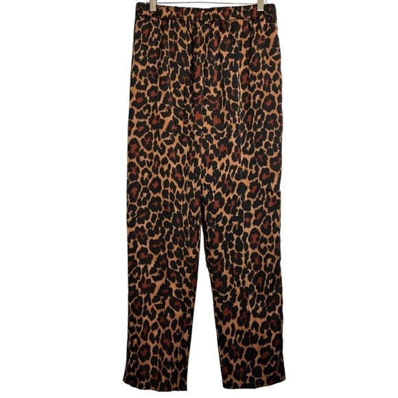 J.Crew Leopard Print Pants Size 4 High Rise Elastic Waist - Picture 8 of 11